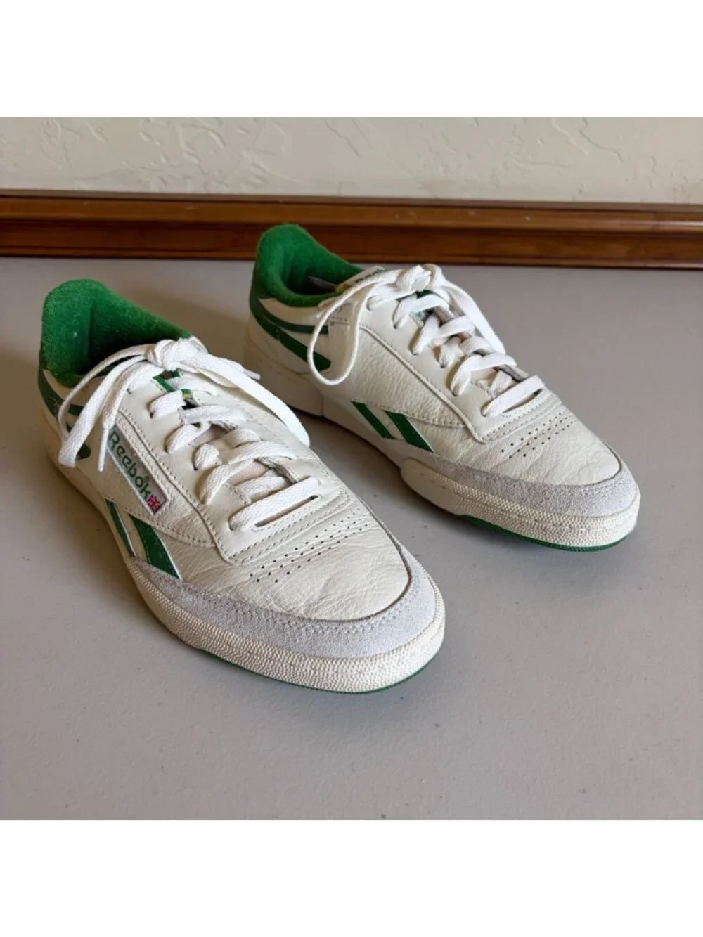 Reebok Club C Revenge Vintage Sneakers Men's US 8 Chalk Glen Green Side Stripes